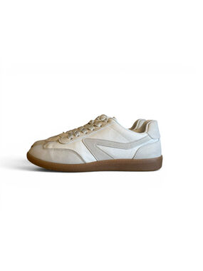Dolce Vita Women's Quantum Beige Leather Sneakers Gum Sole Sz 8 Casual Trainer